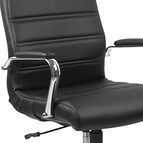 Flash Furniture Whitney High Back Desk Chair - Black LeatherSoft Executive Swivel Office Chair with Chrome Frame - Swivel Arm Chair