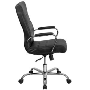 Flash Furniture Whitney High Back Desk Chair - Black LeatherSoft Executive Swivel Office Chair with Chrome Frame - Swivel Arm Chair