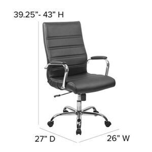 Flash Furniture Whitney High Back Desk Chair - Black LeatherSoft Executive Swivel Office Chair with Chrome Frame - Swivel Arm Chair