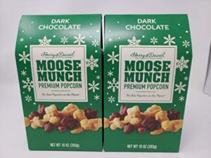 harry & david holiday moose munch premium popcorn dark chocolate 10 oz, 2 boxes