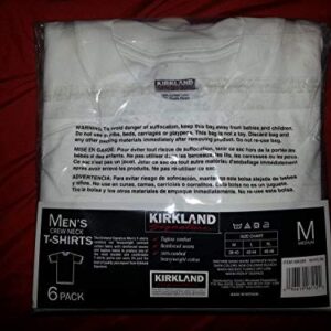 Kirkland Signature Men's 6-Pack Crew Neck T-Shirts 100% Cotton Tagless, Size L