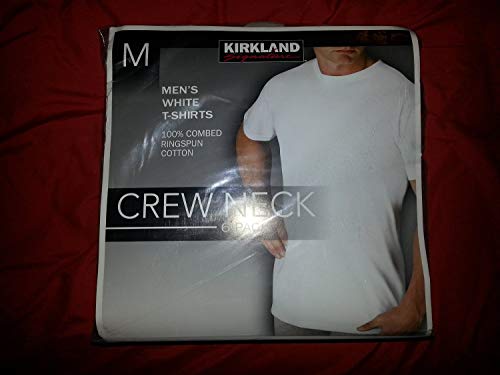 Kirkland Signature Men's 6-Pack Crew Neck T-Shirts 100% Cotton Tagless, Size L