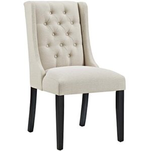 Modway Baronet Modern Tufted Upholstered Fabric Parsons Kitchen and Dining Room Chair in Beige