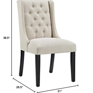 Modway Baronet Modern Tufted Upholstered Fabric Parsons Kitchen and Dining Room Chair in Beige