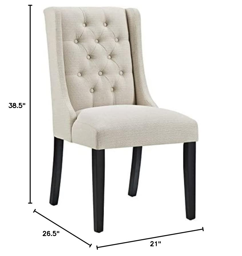 Modway Baronet Modern Tufted Upholstered Fabric Parsons Kitchen and Dining Room Chair in Beige