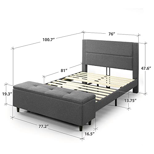 ZINUS Wanda Upholstered Platform Bed Frame with Storage Bench / Mattress Foundation with Wood Slat Support / No Box Spring Needed / Easy Assembly, King