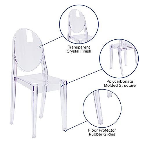 Flash Furniture 4 Pack Ghost Side Chair in Transparent Crystal