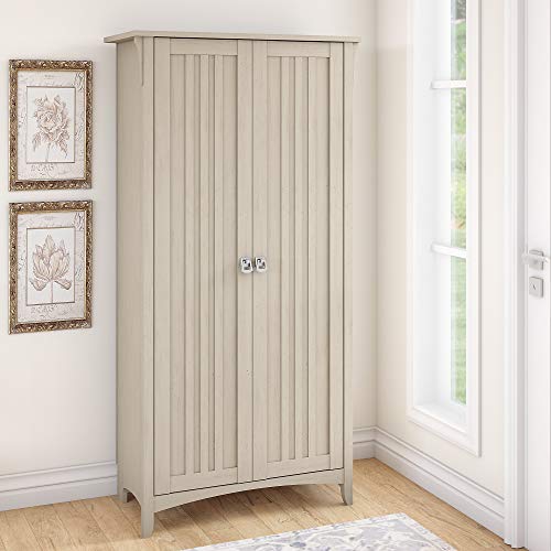 Bush Furniture Salinas Tall Storage Cabinet with Doors in Antique White