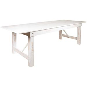 flash furniture hercules series 9′ x 40″ rectangular antique rustic white solid pine folding farm table