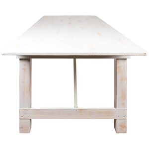 Flash Furniture HERCULES Series 9' x 40" Rectangular Antique Rustic White Solid Pine Folding Farm Table