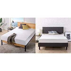 zinus ultima 10″; comfort memory foam mattress, queen & judy upholstered platform bed frame, queen