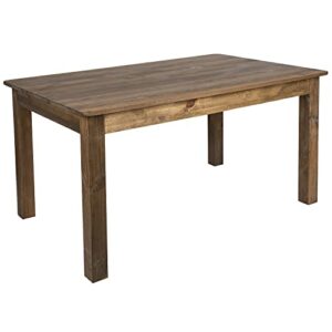 flash furniture 60″ x 38″ rectangular antique rustic solid pine farm dining table