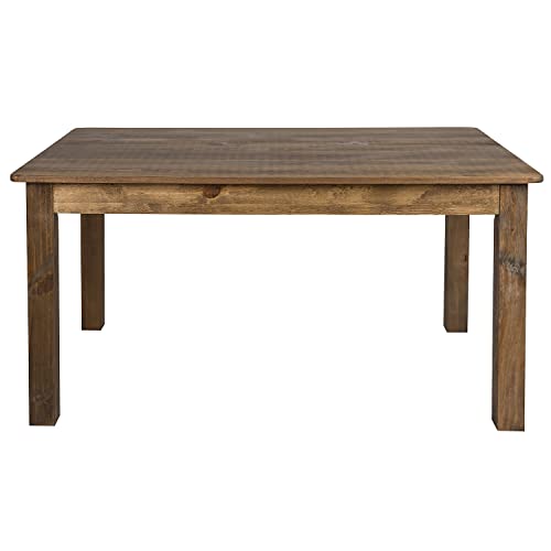 Flash Furniture 60" x 38" Rectangular Antique Rustic Solid Pine Farm Dining Table