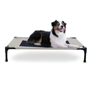 k&h pet products elevated cooling outdoor dog bed portable raised dog cot taupe/black large 30 x 42 x 7 inches