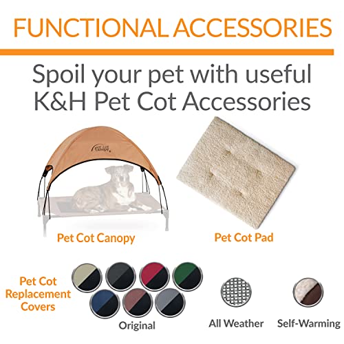 K&H PET PRODUCTS Elevated Cooling Outdoor Dog Bed Portable Raised Dog Cot Taupe/Black Large 30 X 42 X 7 Inches