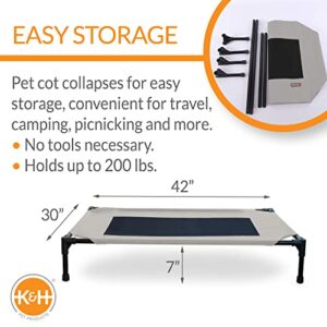 K&H PET PRODUCTS Elevated Cooling Outdoor Dog Bed Portable Raised Dog Cot Taupe/Black Large 30 X 42 X 7 Inches