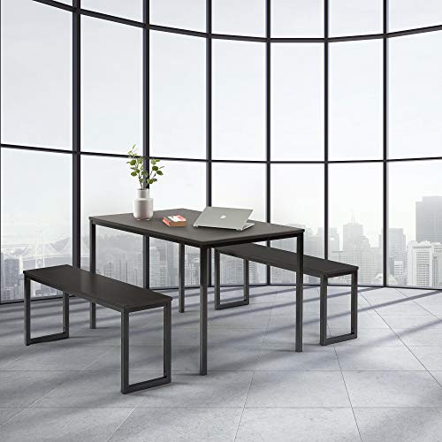 Zinus Louis Modern Studio Collection Soho Dining Table with Two Benches (3 piece set) - Espresso