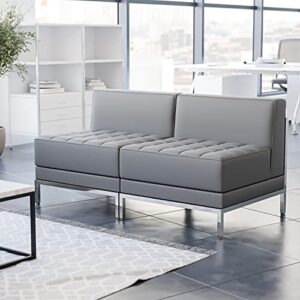 flash furniture hercules imagination series 2 piece gray leathersoft waiting room lounge set – reception bench