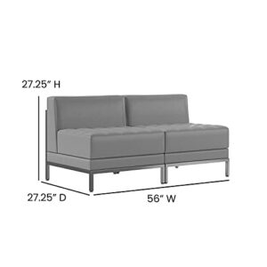 Flash Furniture HERCULES Imagination Series 2 Piece Gray LeatherSoft Waiting Room Lounge Set - Reception Bench