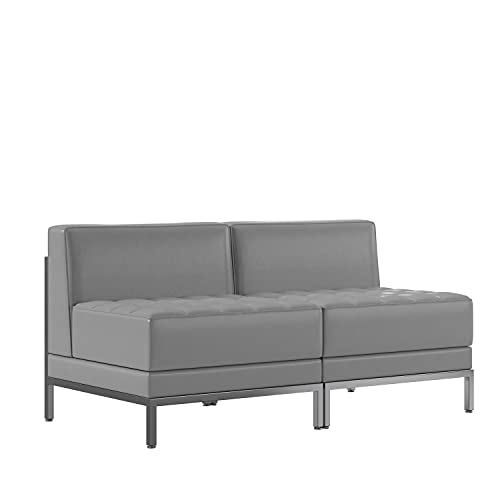 Flash Furniture HERCULES Imagination Series 2 Piece Gray LeatherSoft Waiting Room Lounge Set - Reception Bench