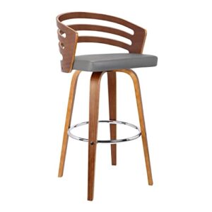 armen living jayden mid-century swivel counter height barstool, 26″, gray