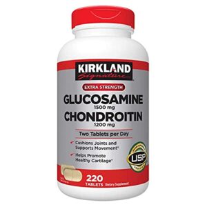 kirkland-signature extra strength glucosamine 1500mg/chondroitin 1200mg sulfate – 220 tablets, supports nourishing / keeping the joint healthy