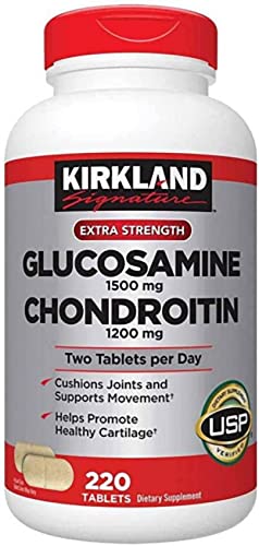 Kirkland-Signature Extra Strength Glucosamine 1500mg/Chondroitin 1200mg Sulfate - 220 Tablets, Supports Nourishing / Keeping The Joint Healthy