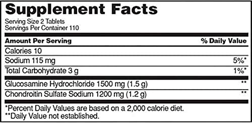 Kirkland-Signature Extra Strength Glucosamine 1500mg/Chondroitin 1200mg Sulfate - 220 Tablets, Supports Nourishing / Keeping The Joint Healthy