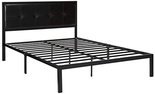 Zinus Cherie Faux Leather Classic Platform Bed Frame with Steel Support Slats, Queen