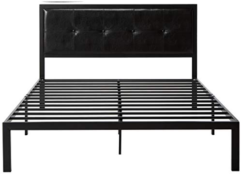 Zinus Cherie Faux Leather Classic Platform Bed Frame with Steel Support Slats, Queen