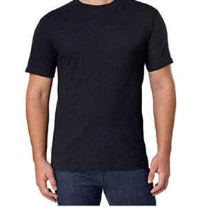 Kirkland Men's Crew Neck White T-Shirts 100% Combed Heavyweight Cotton Pack of 6 (Large, Black)