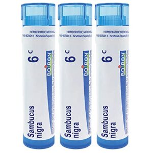 boiron sambucus nigra 6c homeopathic elderberry medicine for hoarseness with painful cough and nasal congestion – pack of 3 (240 pellets)