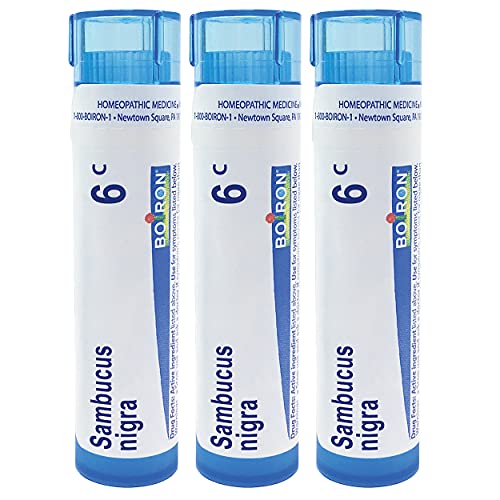 Boiron Sambucus Nigra 6c Homeopathic Elderberry Medicine for Hoarseness with Painful Cough and Nasal Congestion - Pack of 3 (240 Pellets)