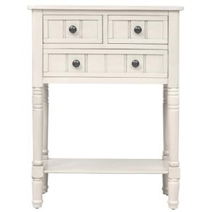 Merax Narrow Console Sofa Table Sideboard with 3 Storage Drawers and Bottom Shelf for Living Room, Entryway/Hallway, Ivory White