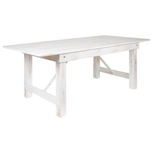 flash furniture hercules series 7′ x 40″ rectangular antique rustic white solid pine folding farm table