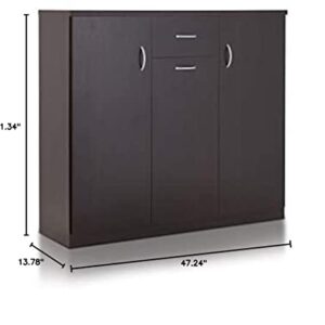 ioHOMES Darrion Modern 10-Shelf Shoe Cabinet with Center Drawer, Espresso