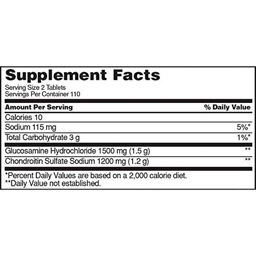 Kirkland Signature Glucosamine HCI 1500mg Chondroitin Sulfate 1200mg 220 Tablets/New Increased Count