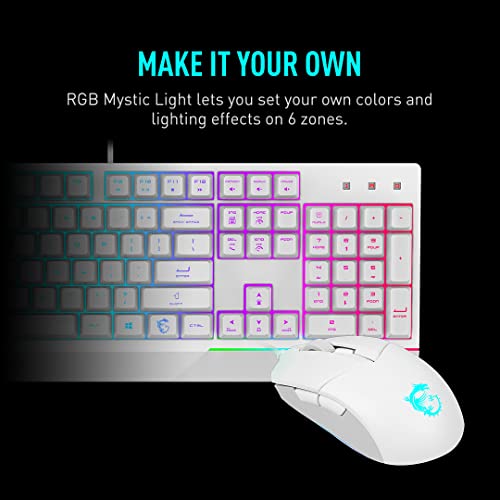 MSI Vigor Backlit RGB Dedicated Hotkeys Anti-Ghosting Mechanical Feel Gaming Keyboard (Vigor GK30 White US)