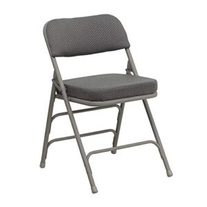 flash furniture 2 pack hercules series premium curved triple braced & double hinged gray fabric metal folding chair