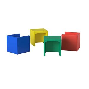 Children's Factory Cube Chairs, Set-4, Primary, CF910-007, Classroom Furniture, Kids Daycare and Preschool Flexible Seating, Toddler Reading Chair