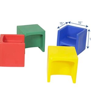 Children's Factory Cube Chairs, Set-4, Primary, CF910-007, Classroom Furniture, Kids Daycare and Preschool Flexible Seating, Toddler Reading Chair