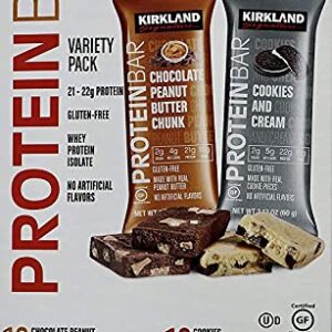 Kirkland Signature Protein Bars Chocolate Peanut Butter Chunk/ Cookies & Cream Flavor, 42.4 Oz, 20 Count