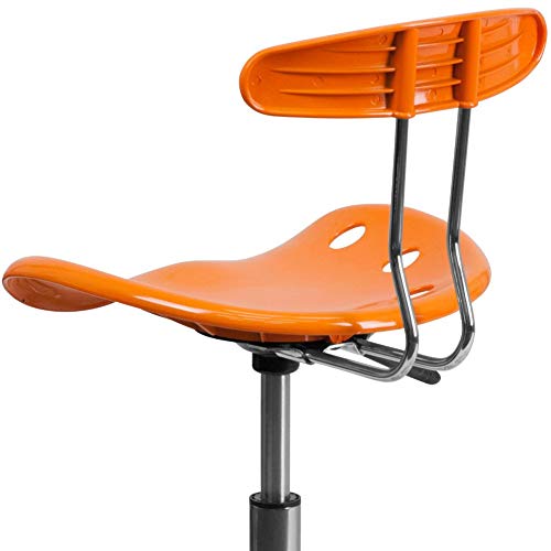 Flash Furniture Vibrant Orange and Chrome Swivel Task Office Chair with Tractor Seat