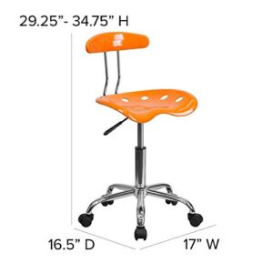 Flash Furniture Vibrant Orange and Chrome Swivel Task Office Chair with Tractor Seat