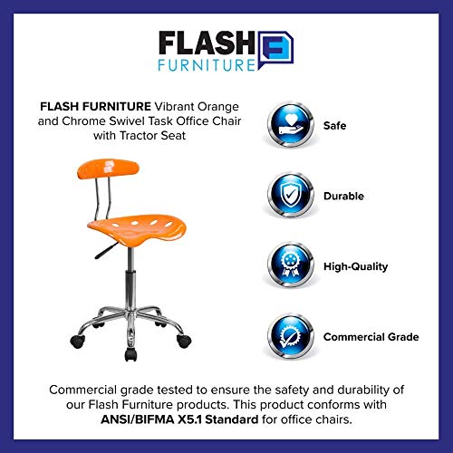 Flash Furniture Vibrant Orange and Chrome Swivel Task Office Chair with Tractor Seat