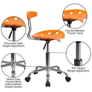 Flash Furniture Vibrant Orange and Chrome Swivel Task Office Chair with Tractor Seat