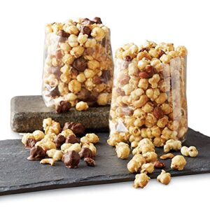 moose munch premium popcorn duo by harry & david, classic caramel and milk chocolate (2-pack)