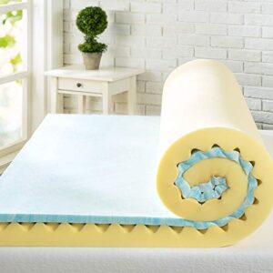 zinus 4 inch swirl gel cooling memory foam mattress topper / cooling, airflow design / certipur-us certified, queen