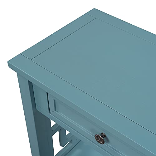 XD Designs Modern Console Table Wood Sofa Table with 4 Drawers and 1 Shelves Sideboard Buffet Table Narrow Accent Table Furniture Light Blue 31.5inchinch H x 36.02inchinch W x 13inchinch D