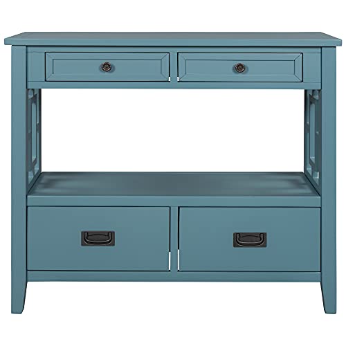 XD Designs Modern Console Table Wood Sofa Table with 4 Drawers and 1 Shelves Sideboard Buffet Table Narrow Accent Table Furniture Light Blue 31.5inchinch H x 36.02inchinch W x 13inchinch D